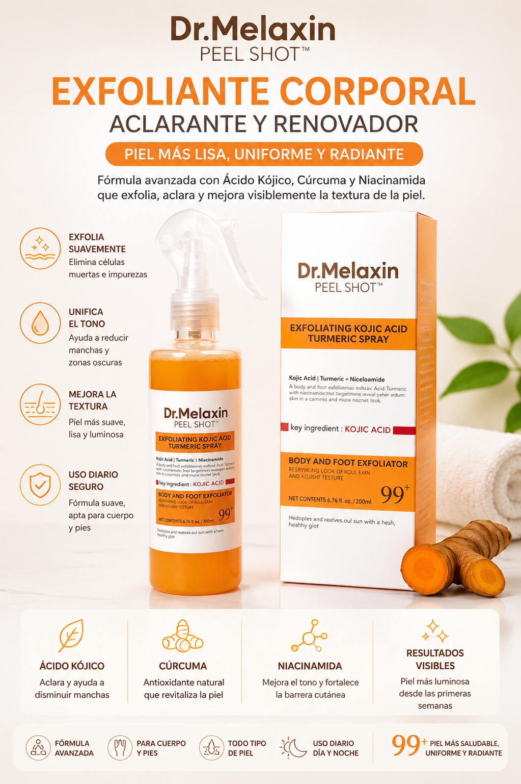 Dr. Melaxin Peel Shot Exfoliating Kojic Acid Turmeric Spray